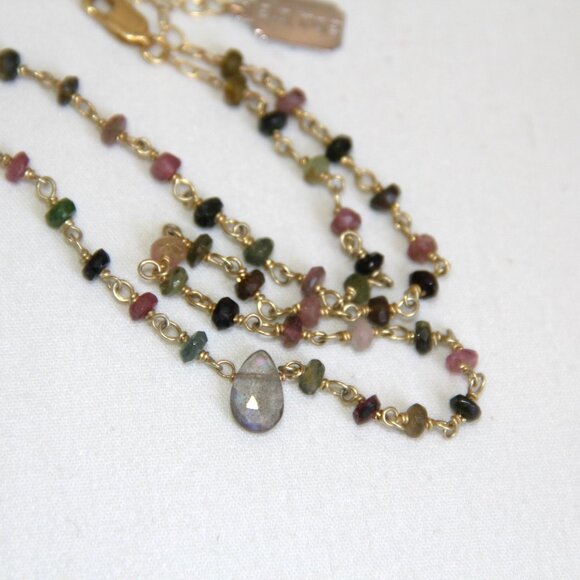 Ela Rae Labradorite and Tourmaline Gold Necklace - Picture 11 of 13